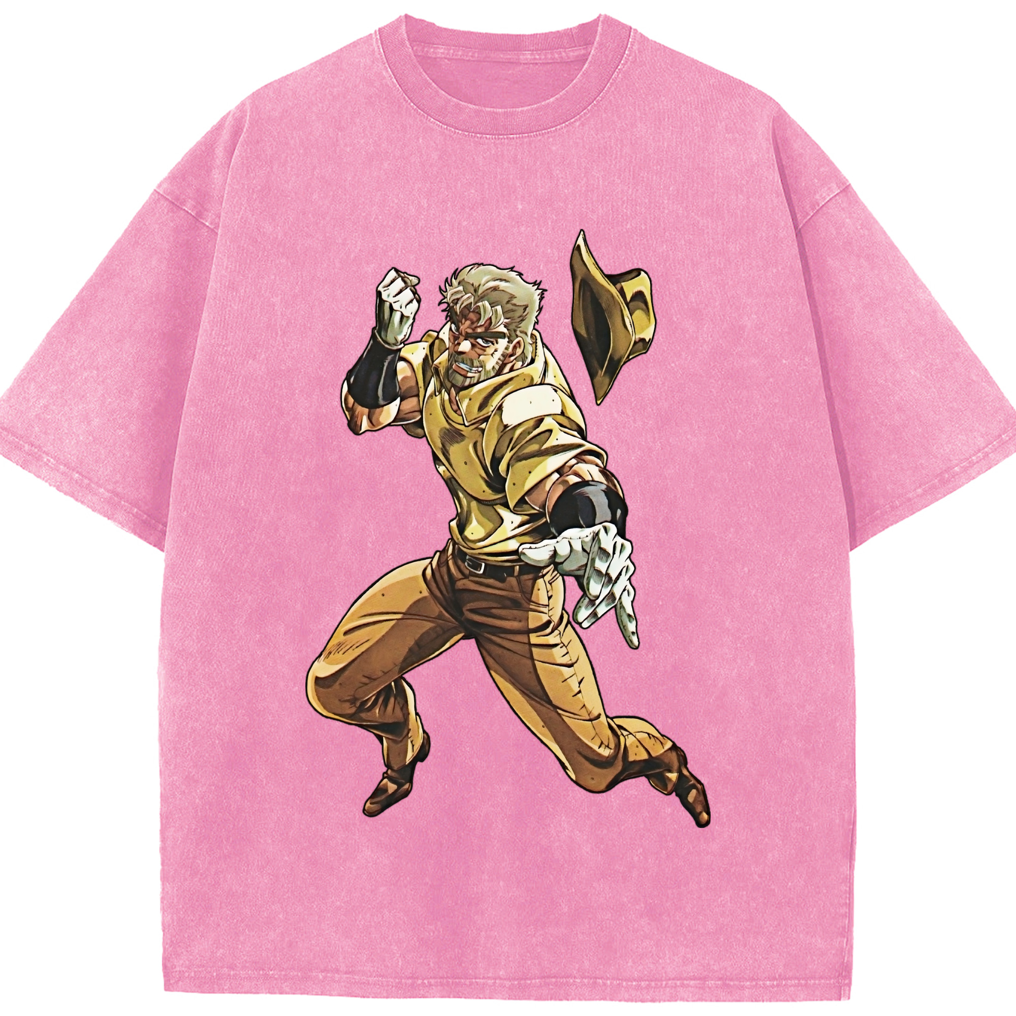 （画像用） ジョジョの奇妙な冒険 ジョセフ?ジョースター JoJo's Bizarre Adventure Joseph Joestar 綿100% ヴィンテージ風 半袖Tシャツ（フロントプリント）